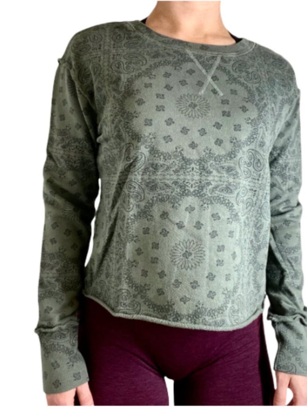 t.la Anthropologie Cropped Green Bandana top size XS